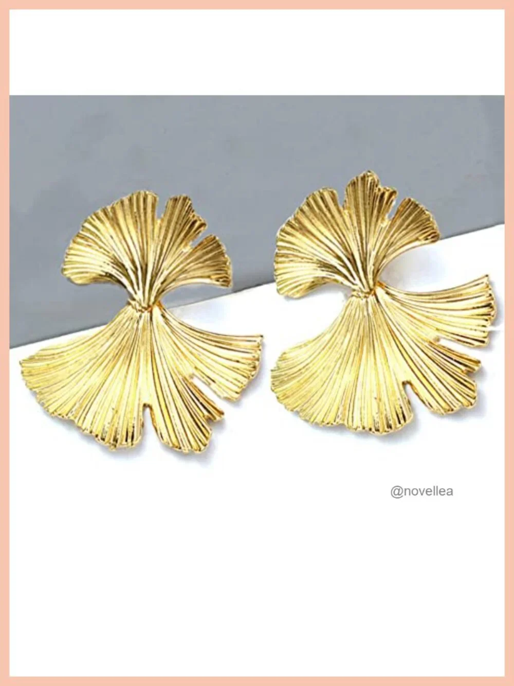 Ginkgo Leaf Flower Drop Dangle Earrings Gold Geometric Statement